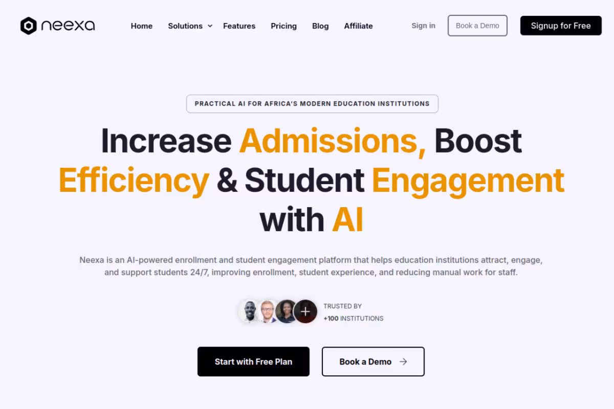 Neexa homepage screenshot