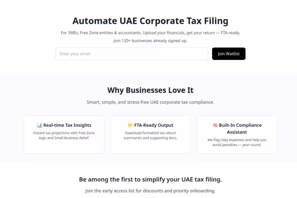 Taxly homepage screenshot
