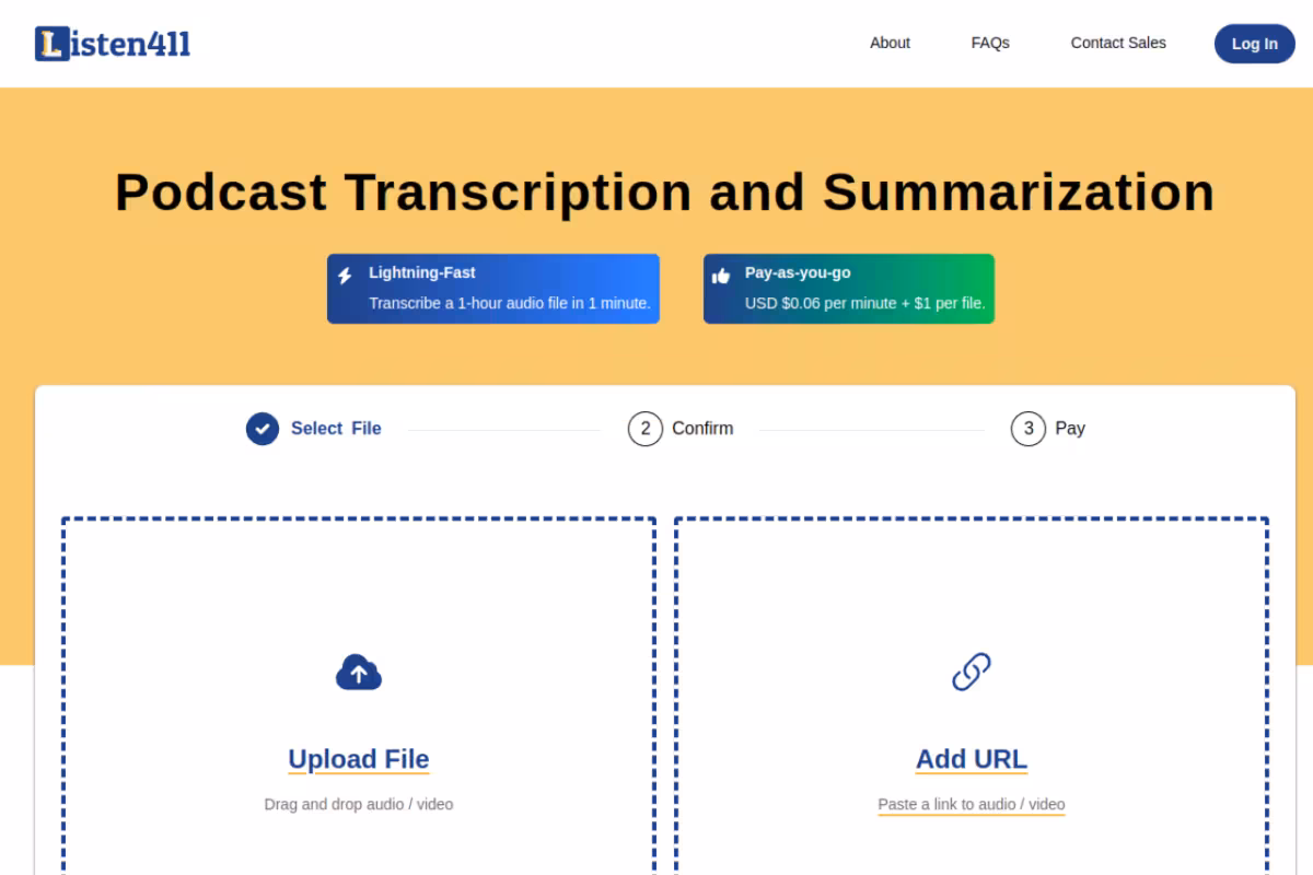 Listen411 homepage screenshot