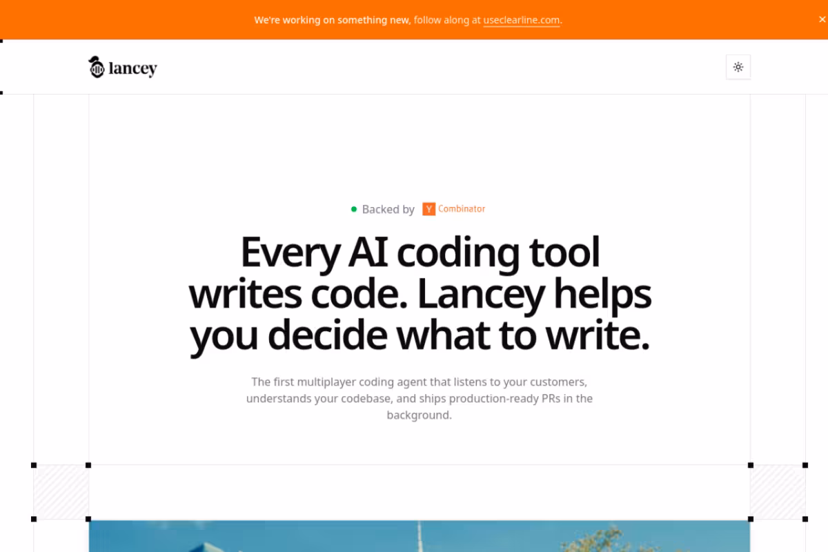 Lancey homepage screenshot