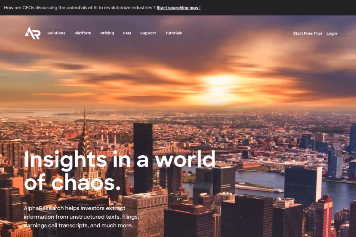 Alpharesearch homepage screenshot