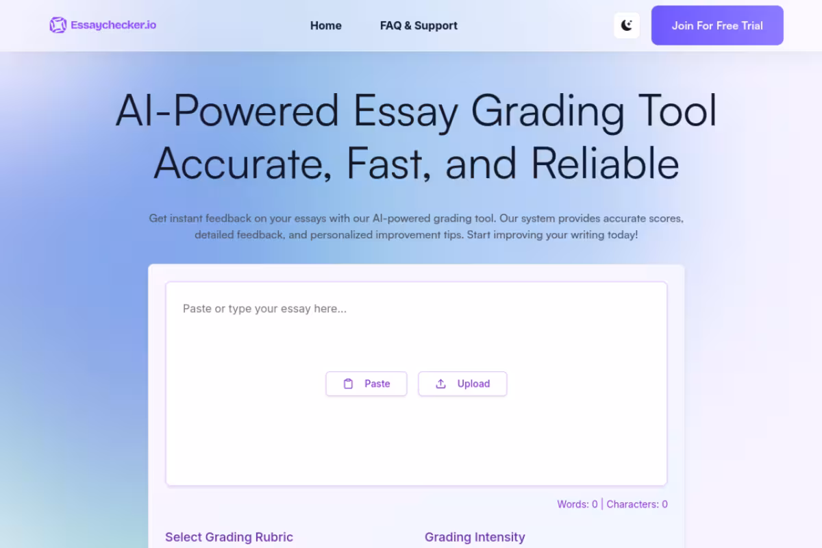 EssayChecker homepage screenshot