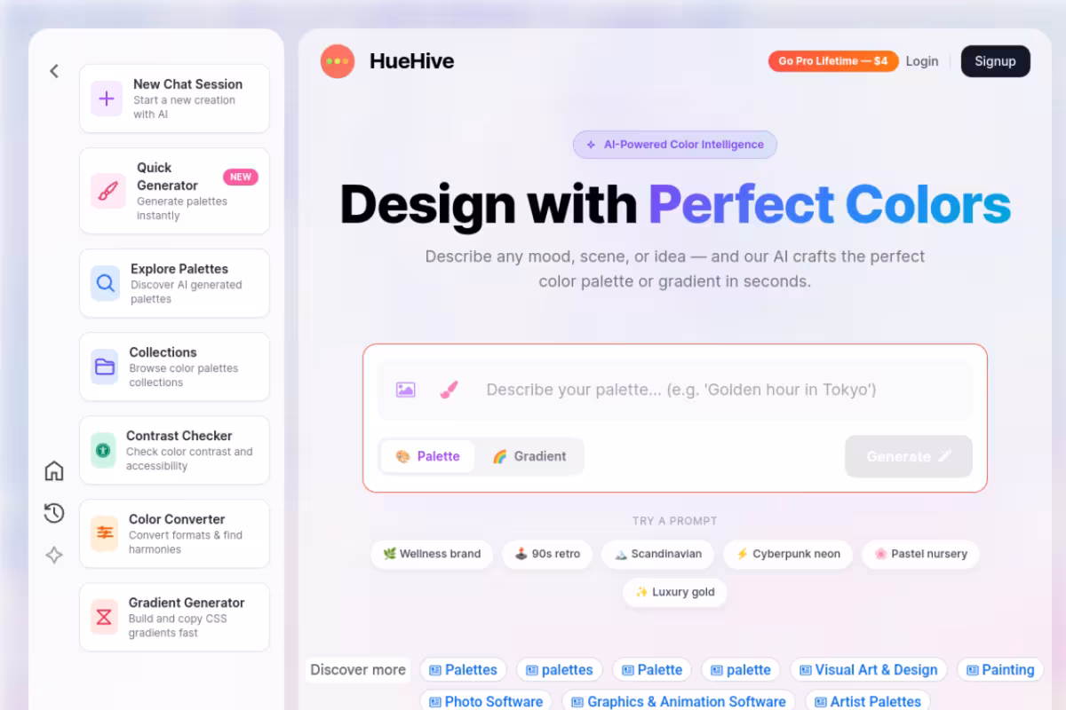 HueHive homepage screenshot