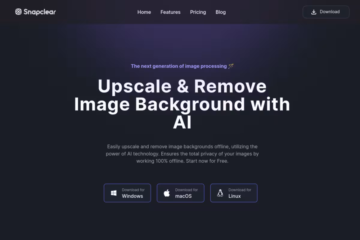 Snapclear homepage screenshot
