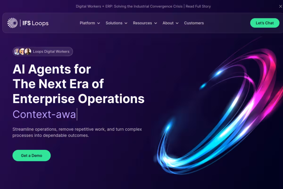 More About IFS Loops Agentic AI Platform homepage screenshot