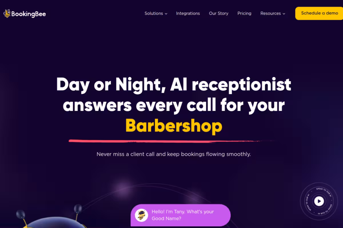 BookingBee.ai homepage screenshot