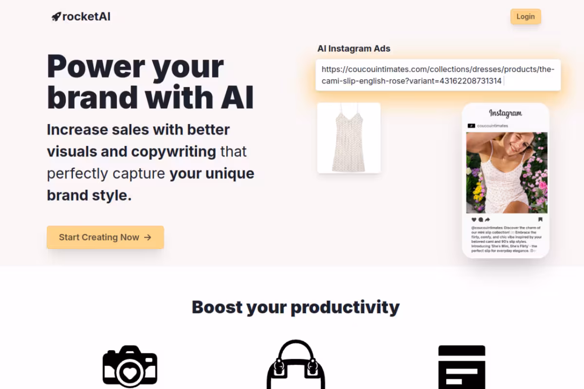 Rocket AI homepage screenshot