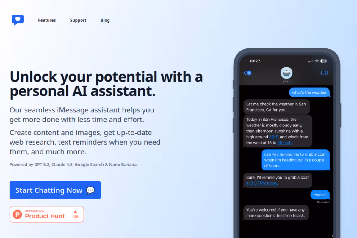 iChatWithGPT homepage screenshot