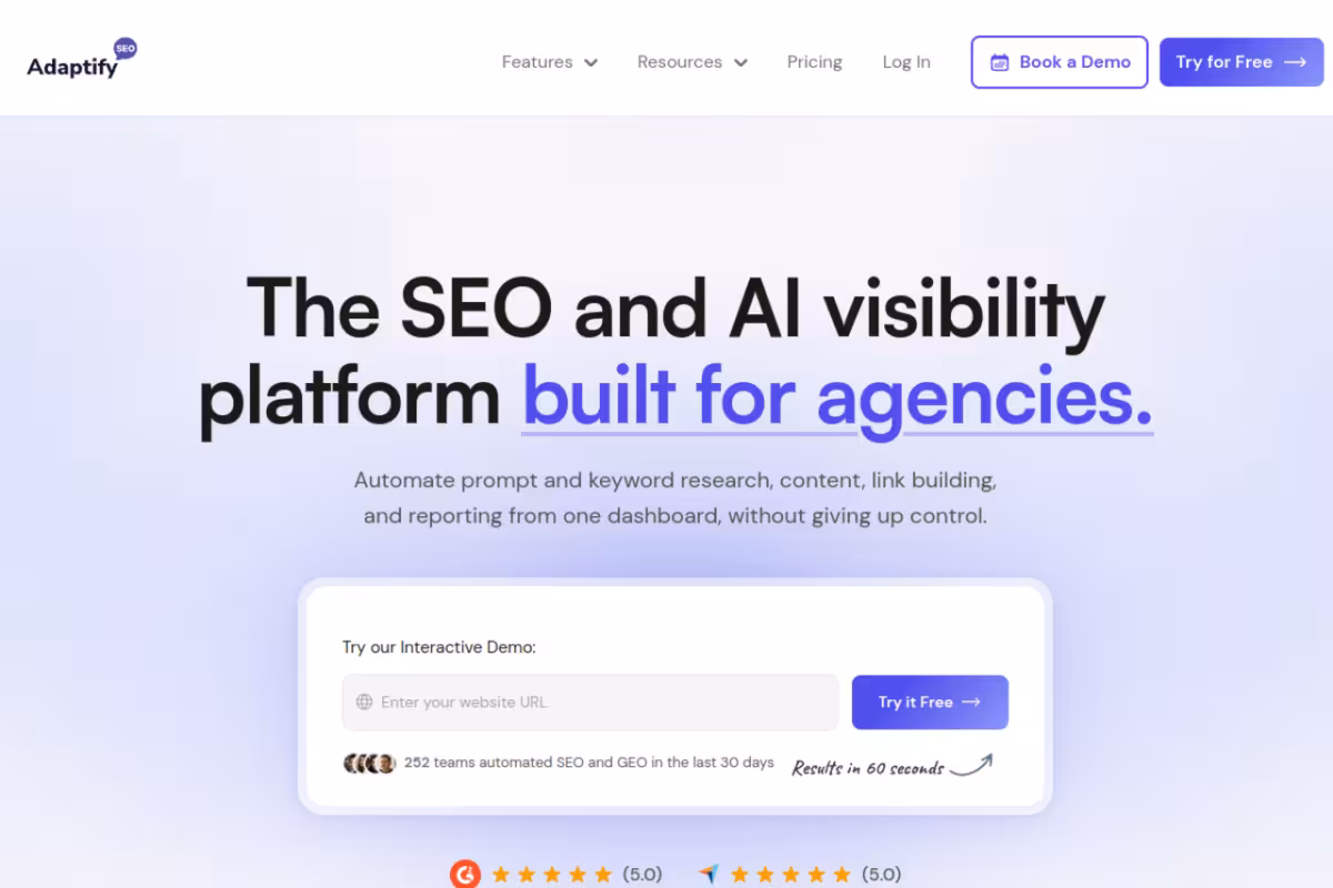 Adaptify homepage screenshot