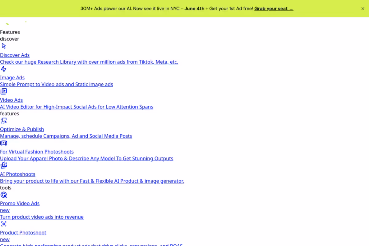 Quick Ads homepage screenshot