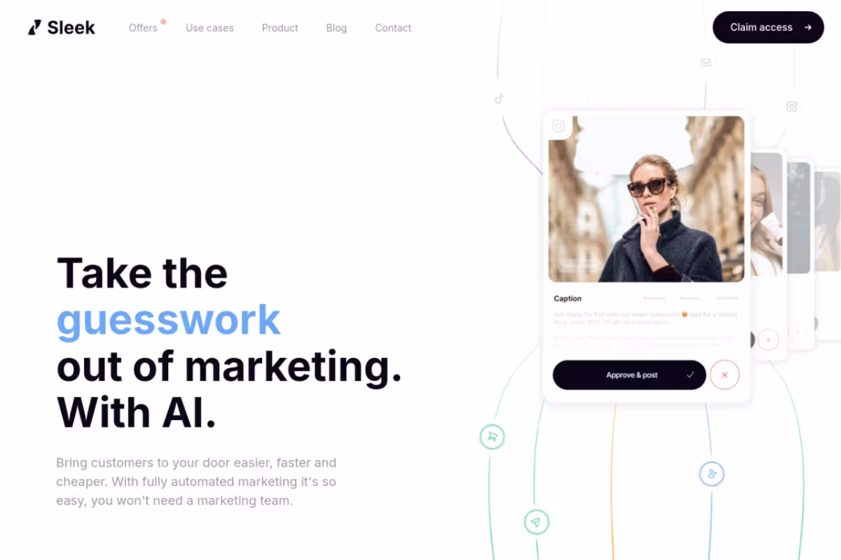 Sleek AI homepage screenshot