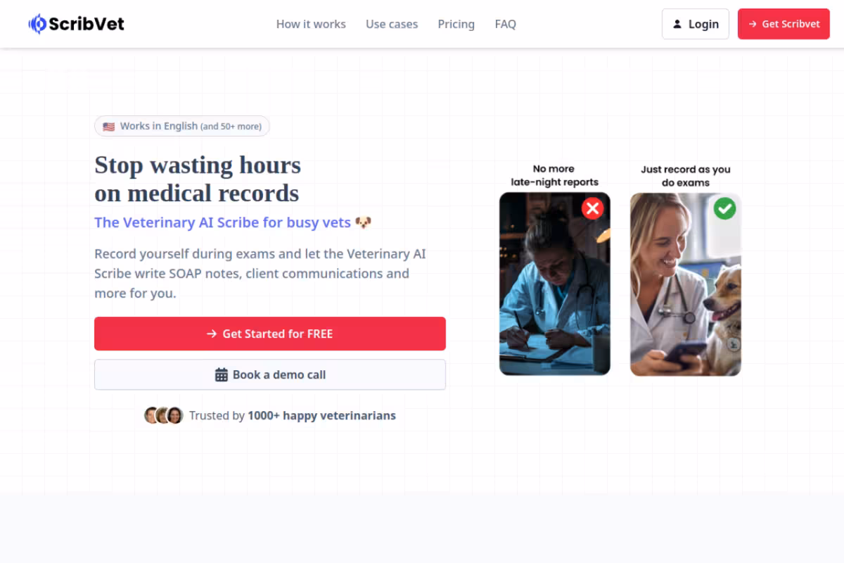 ScribVet homepage screenshot