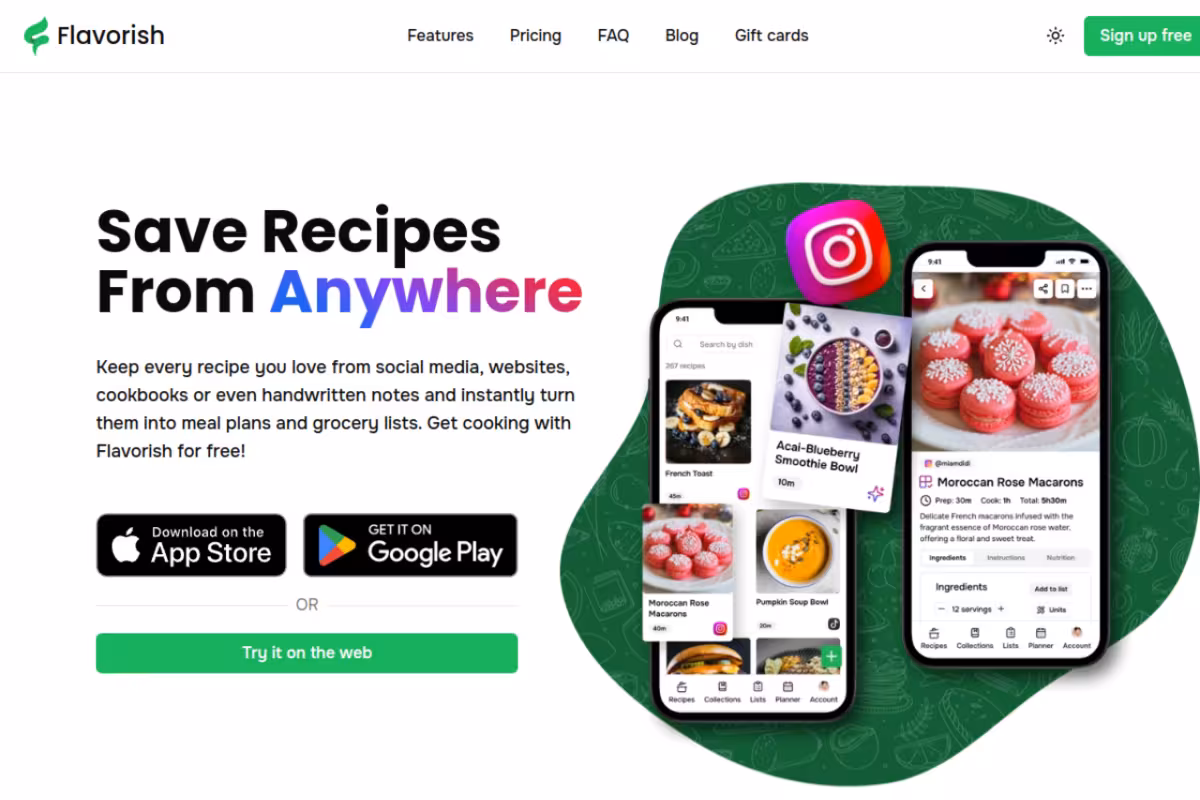 Flavorish homepage screenshot