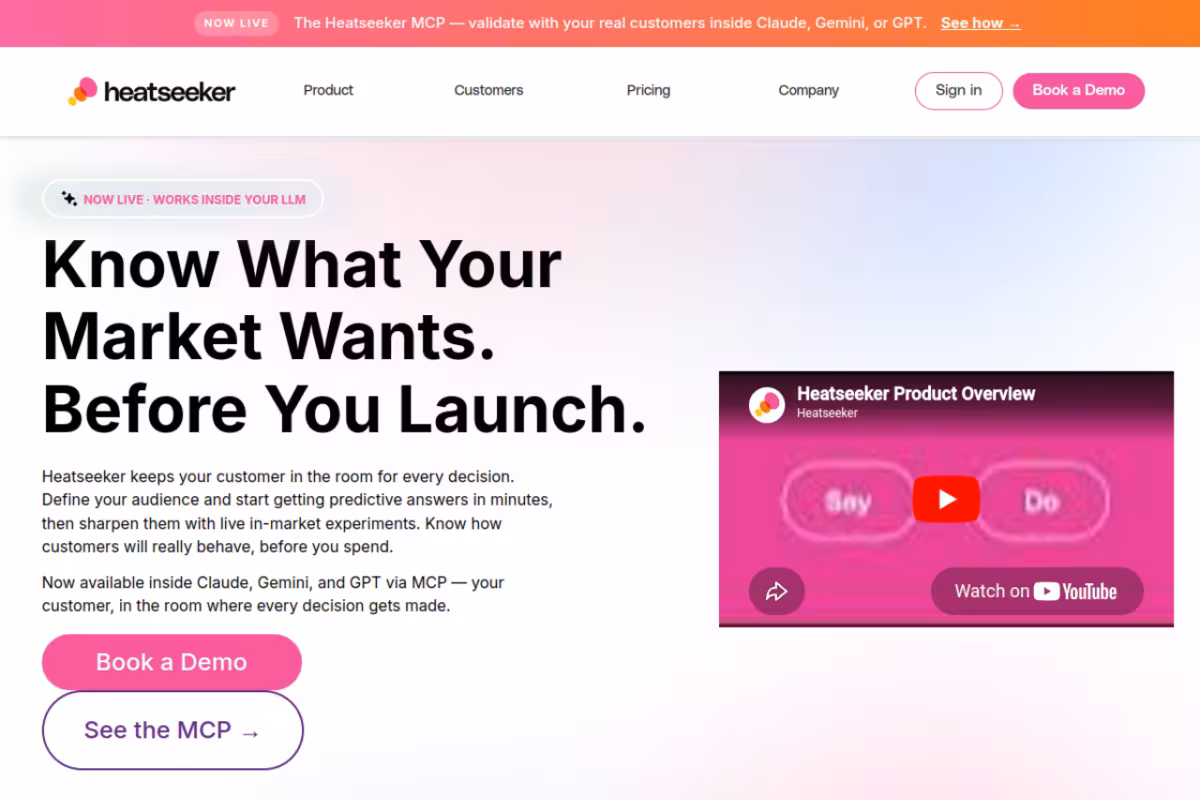 Heatseeker is now live inside your LLM homepage screenshot