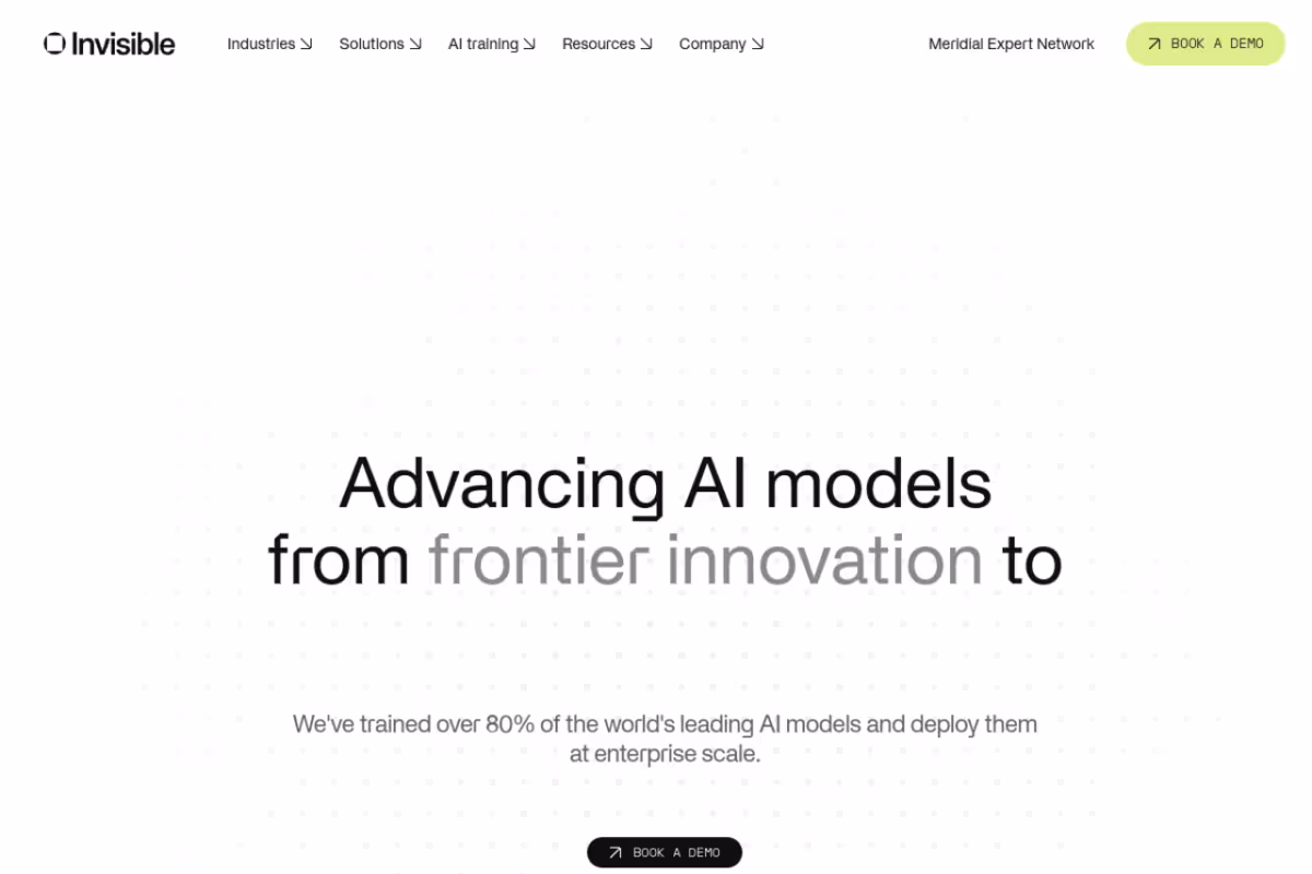 Invisible Technologies homepage screenshot