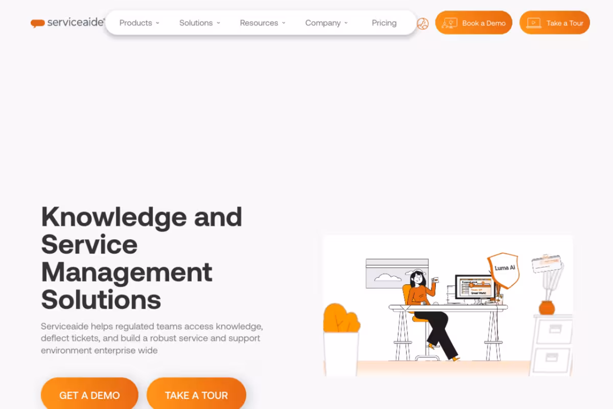 Serviceaide homepage screenshot