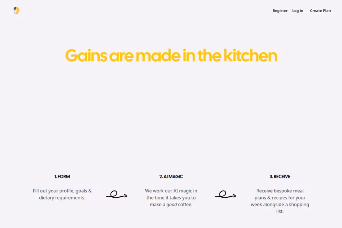 Mealmind homepage screenshot