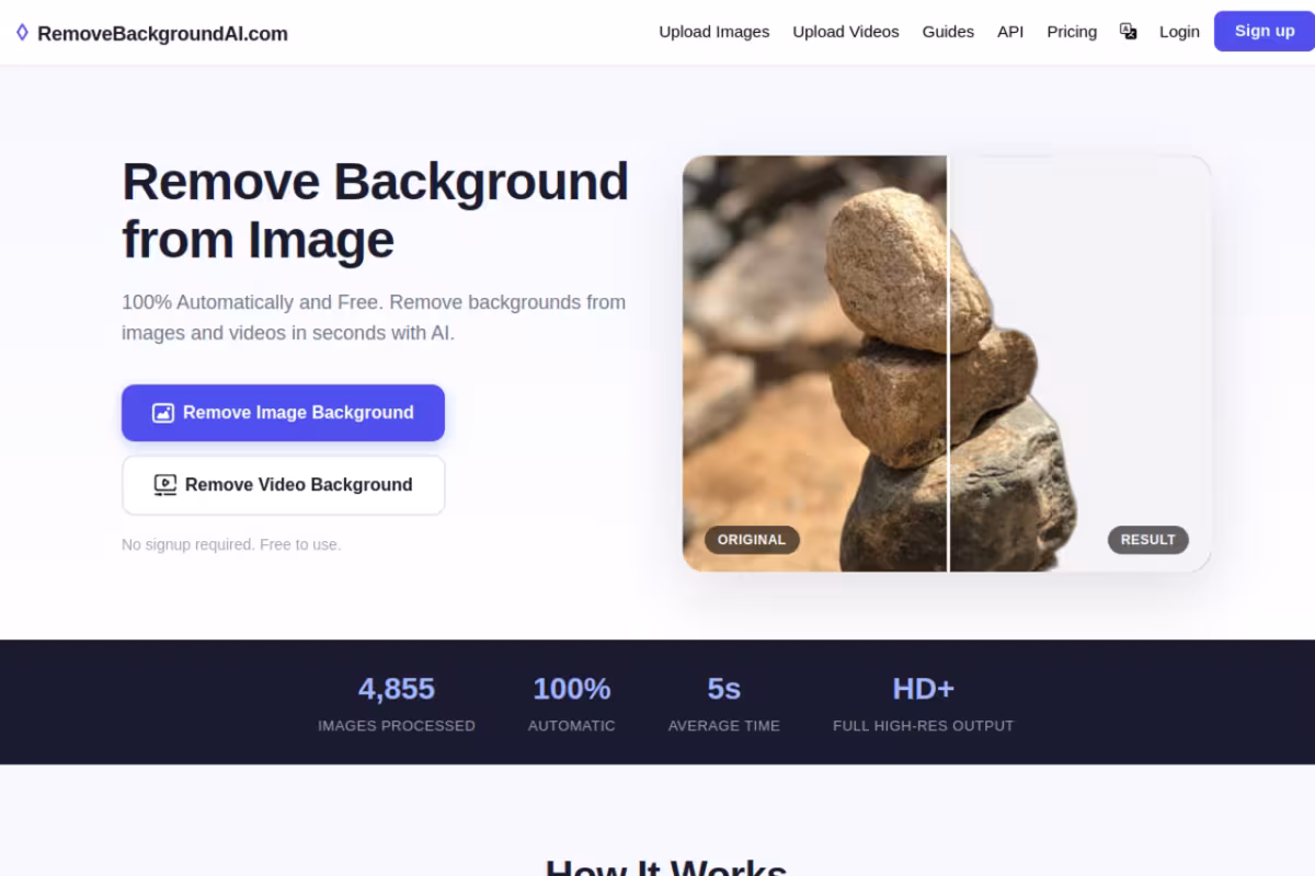RemoveBackgroundAI.com homepage screenshot