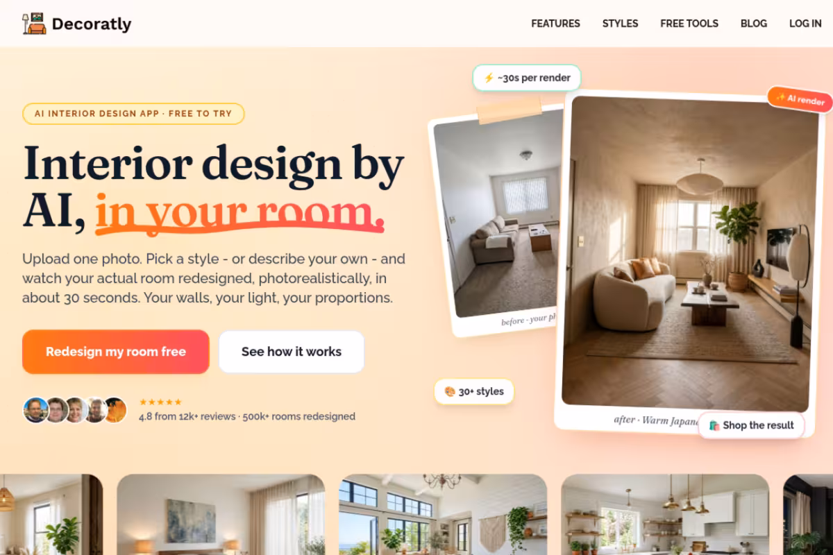 Decoratly homepage screenshot