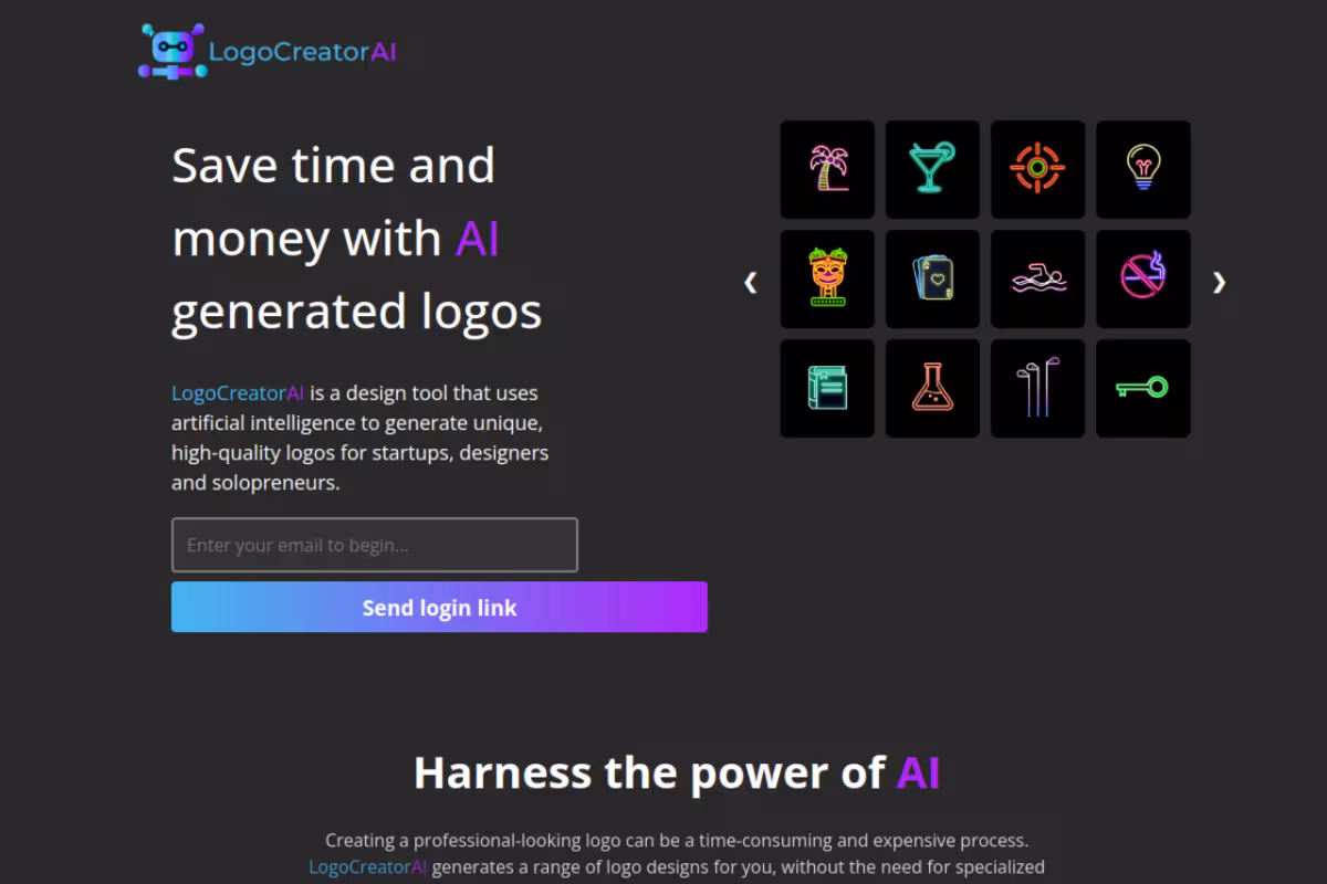 LogoCreatorAI homepage screenshot