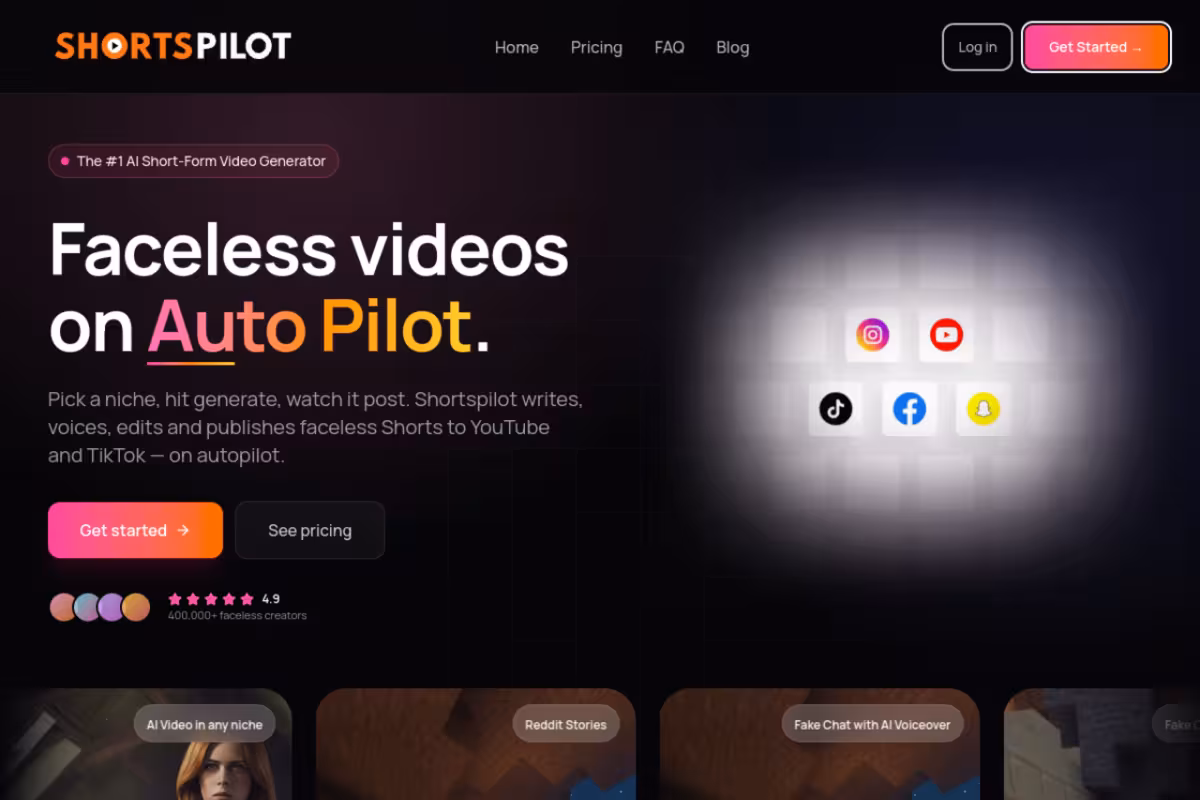 Shortspilot AI homepage screenshot