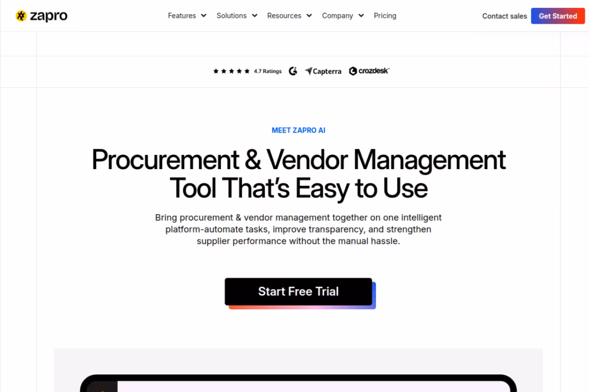 Zapro homepage screenshot