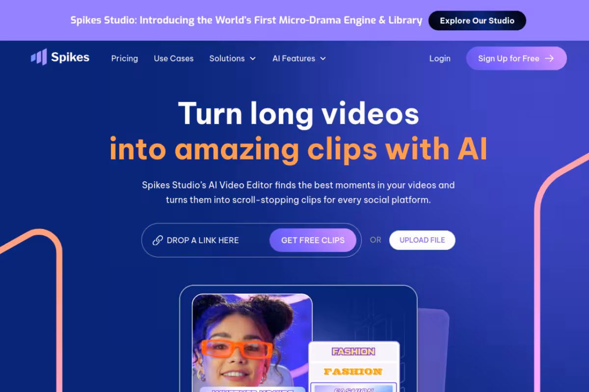 Spikes Studio homepage screenshot