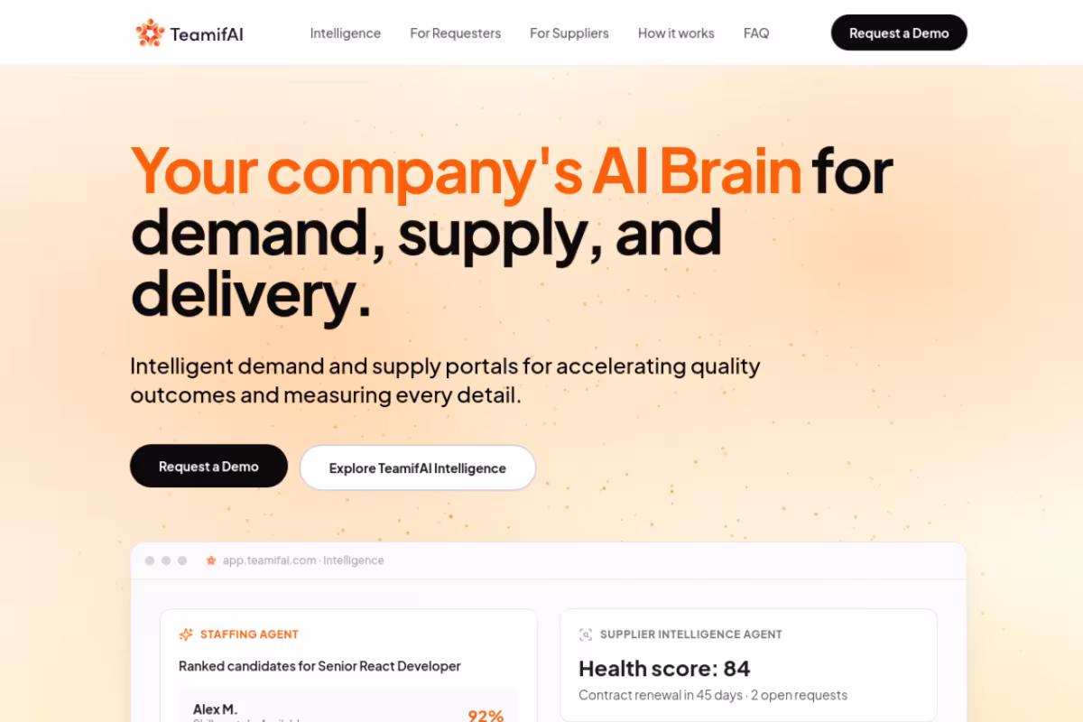 TeamifAI homepage screenshot