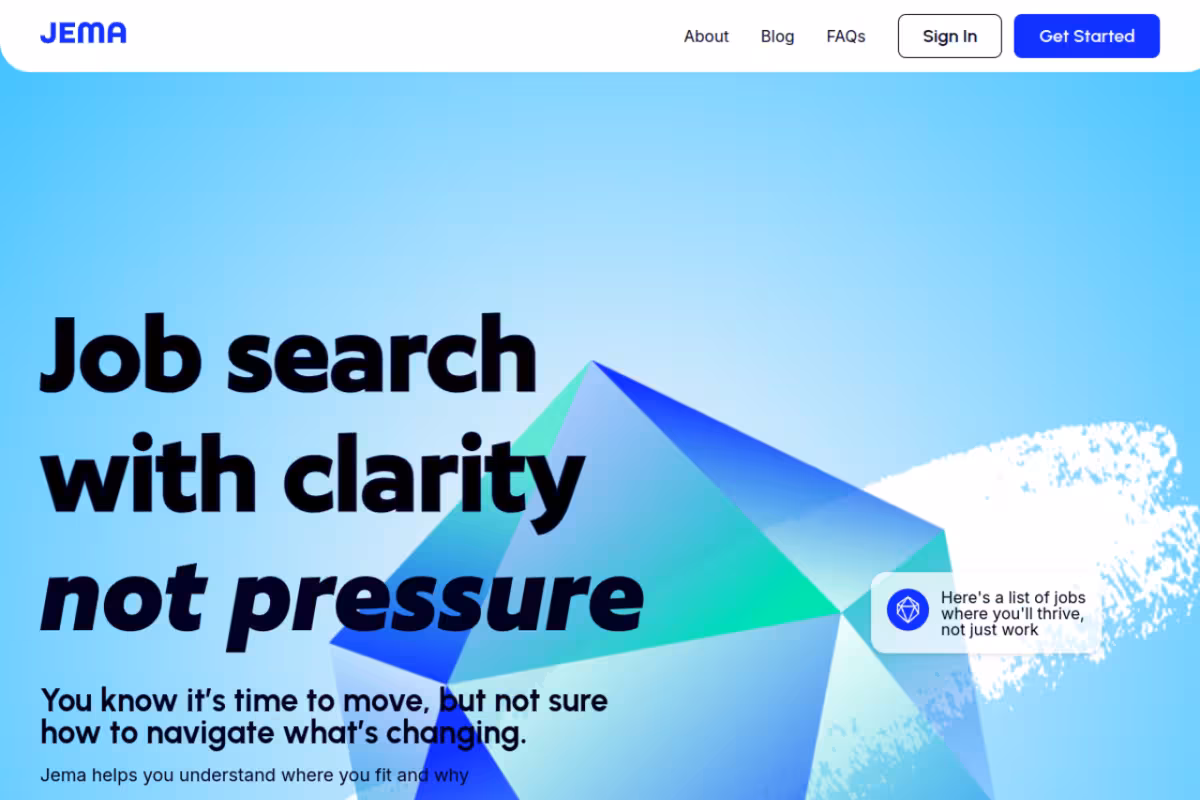 Jema homepage screenshot