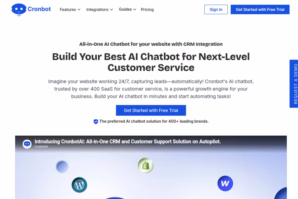 Cronbot homepage screenshot