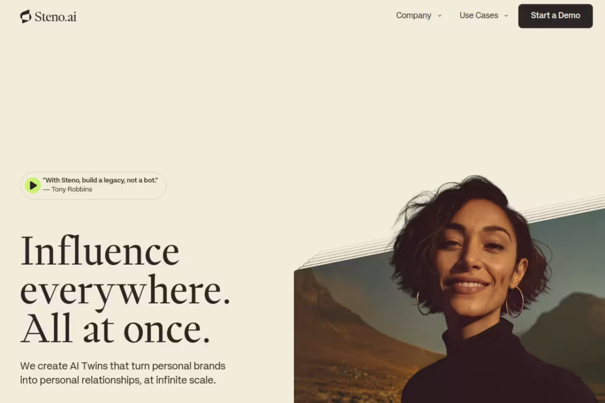 Steno homepage screenshot