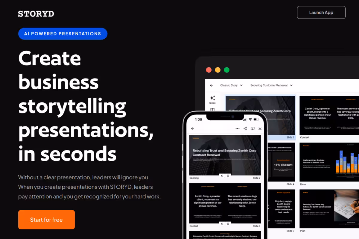 Storyd homepage screenshot