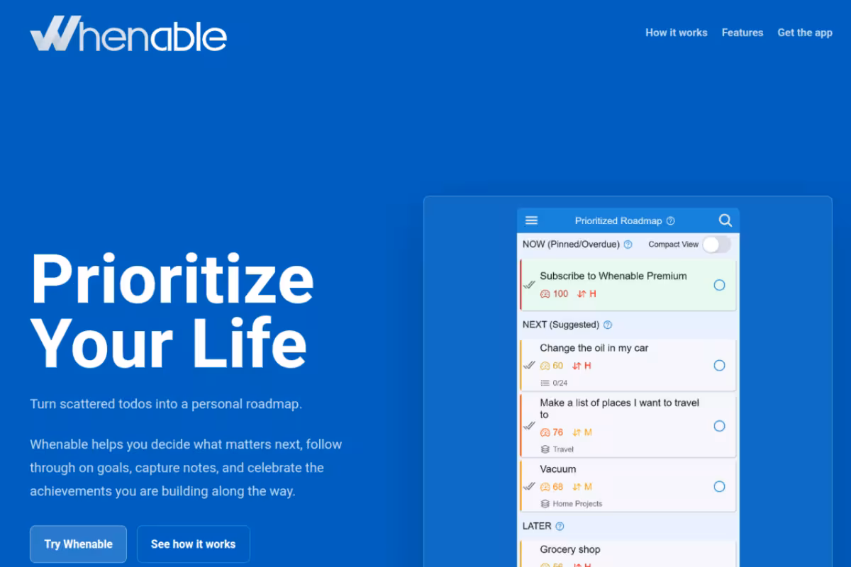 Whenable homepage screenshot