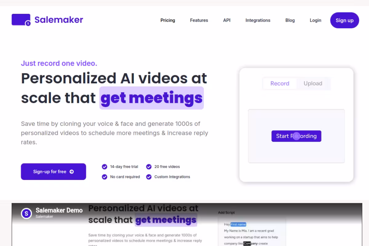 Salemaker homepage screenshot