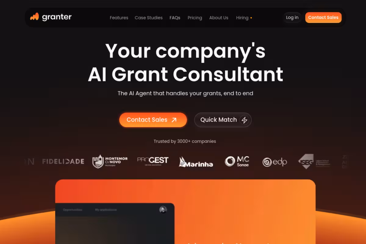 Granter homepage screenshot