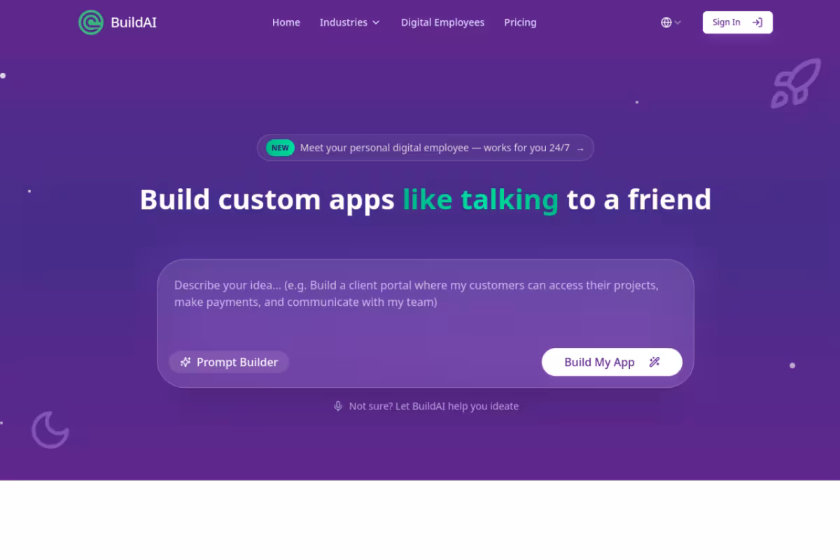 BuildAI homepage screenshot