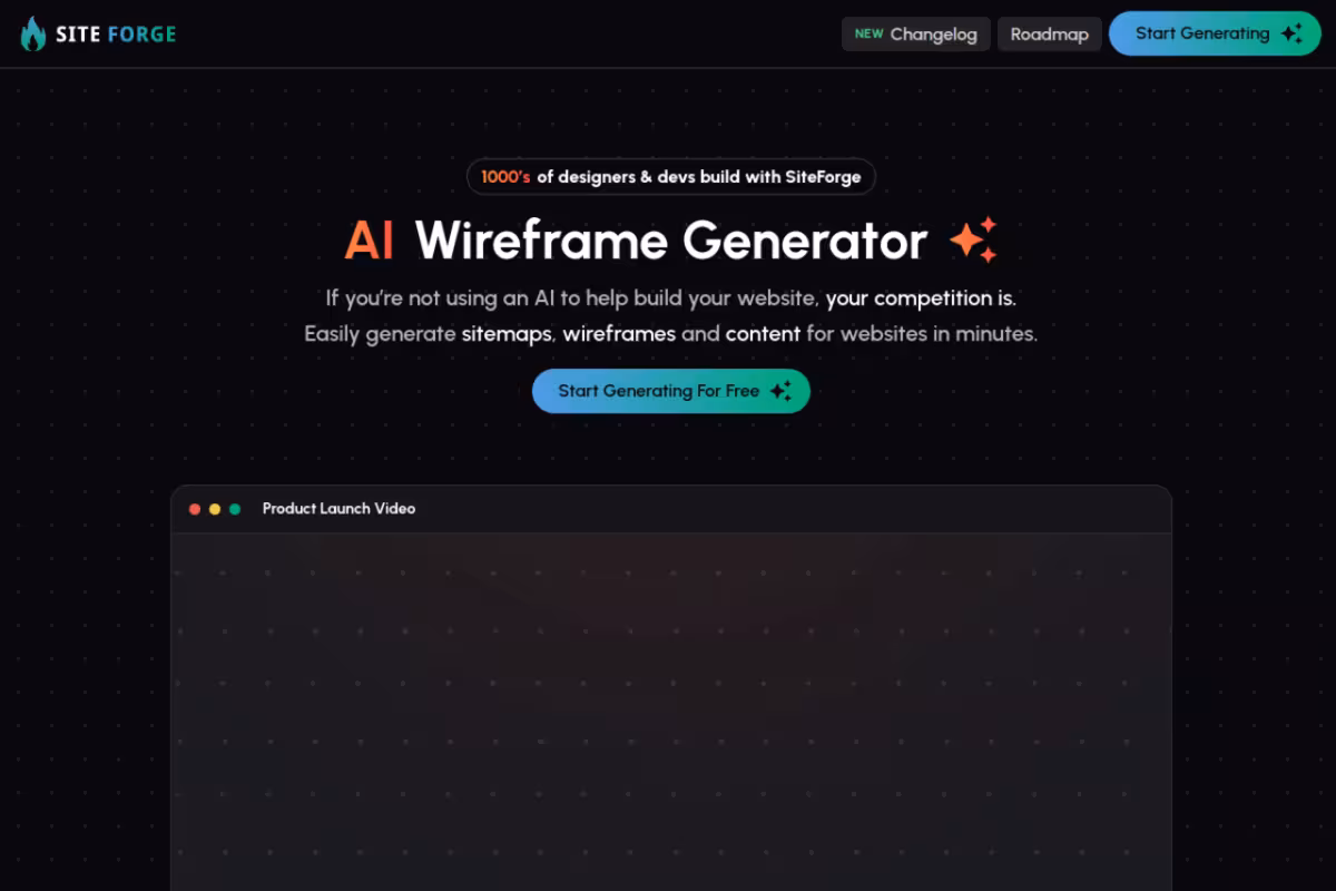 AI Website Generator » SiteForge homepage screenshot