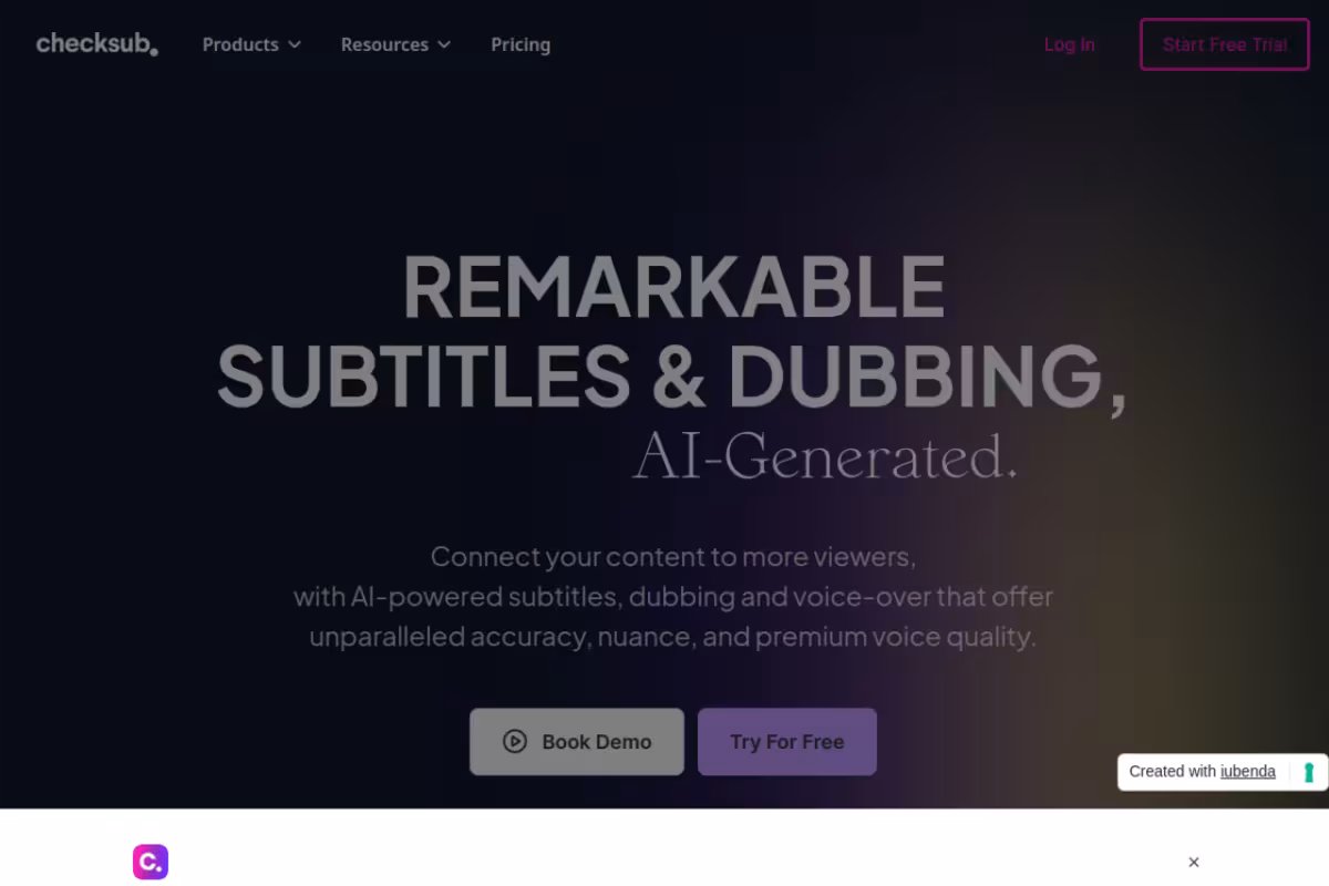 Checksub homepage screenshot