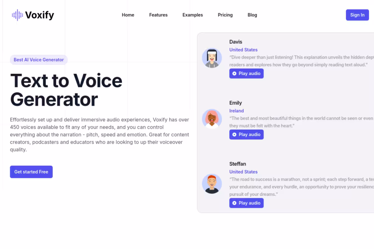 Voxify homepage screenshot