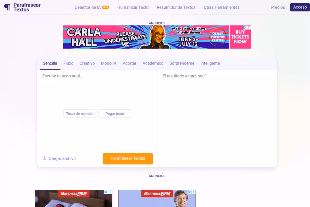 Parafrasear Textos homepage screenshot