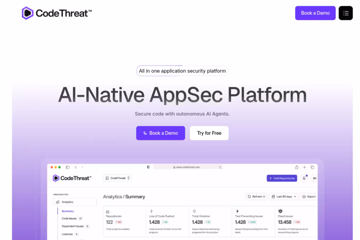 CodeThreat homepage screenshot