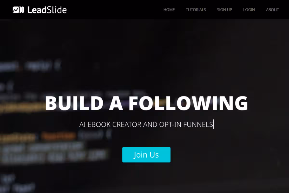 Leadslide homepage screenshot