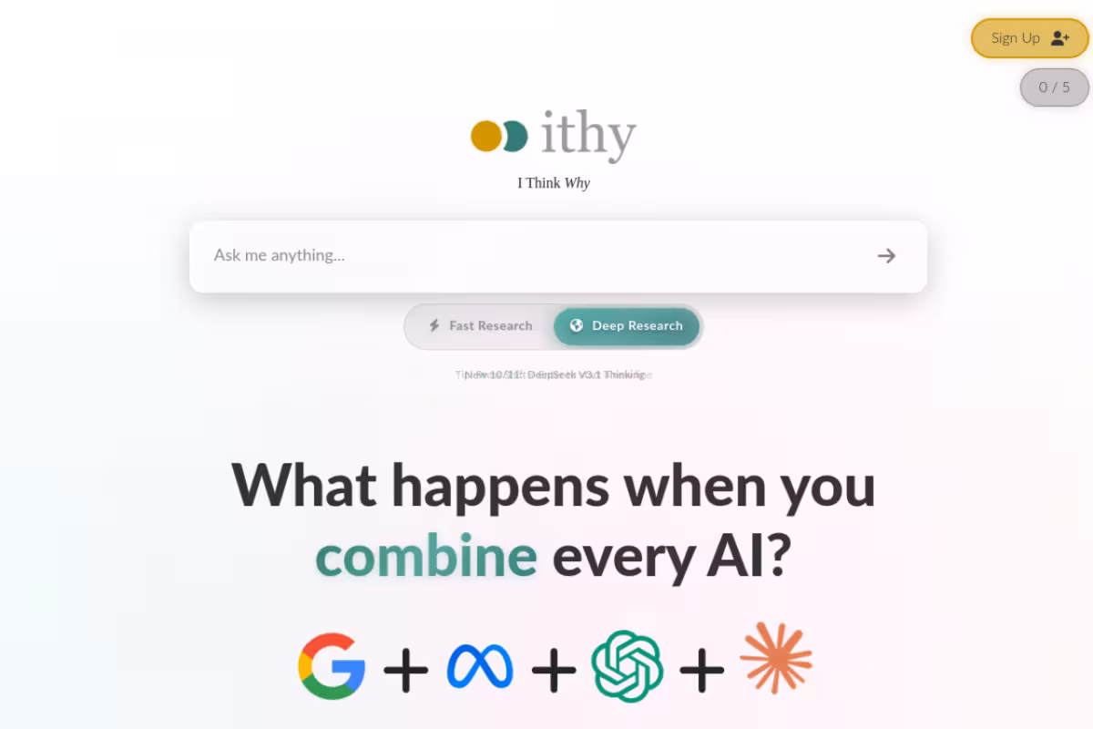 Ithy homepage screenshot