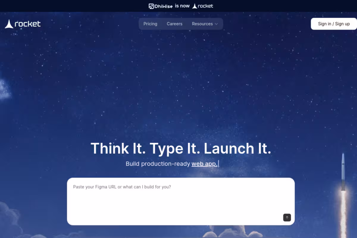 Rocket homepage screenshot