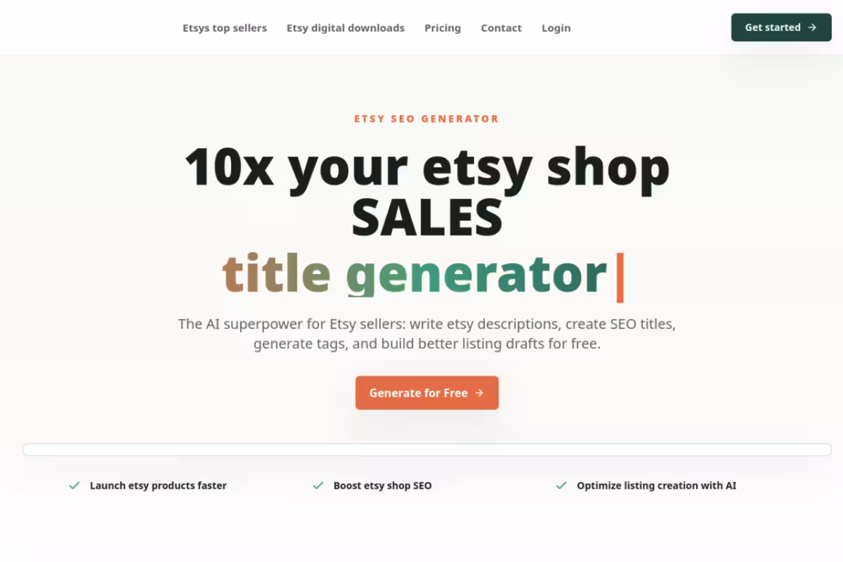 EtsyGenerator homepage screenshot