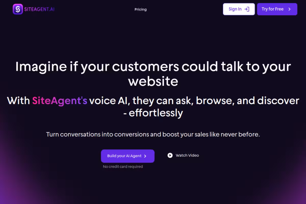 Site Agent homepage screenshot