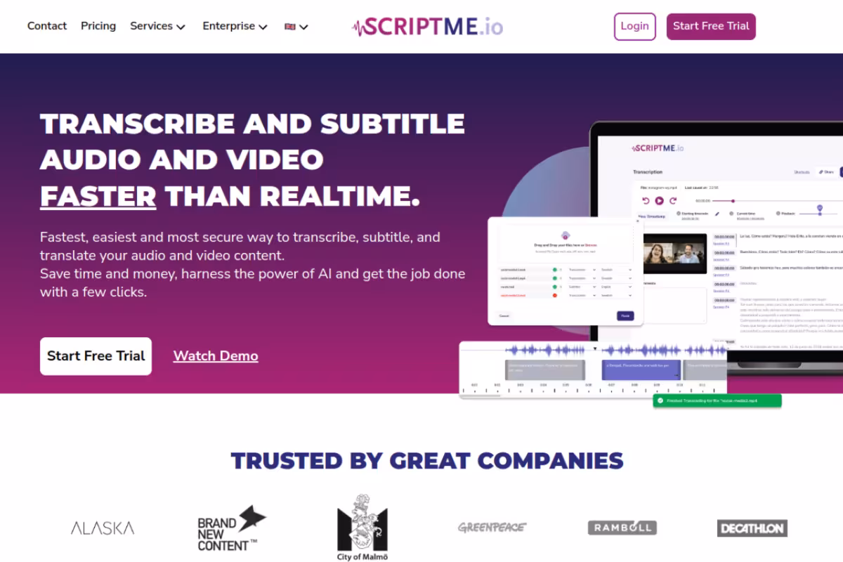 ScriptMe homepage screenshot
