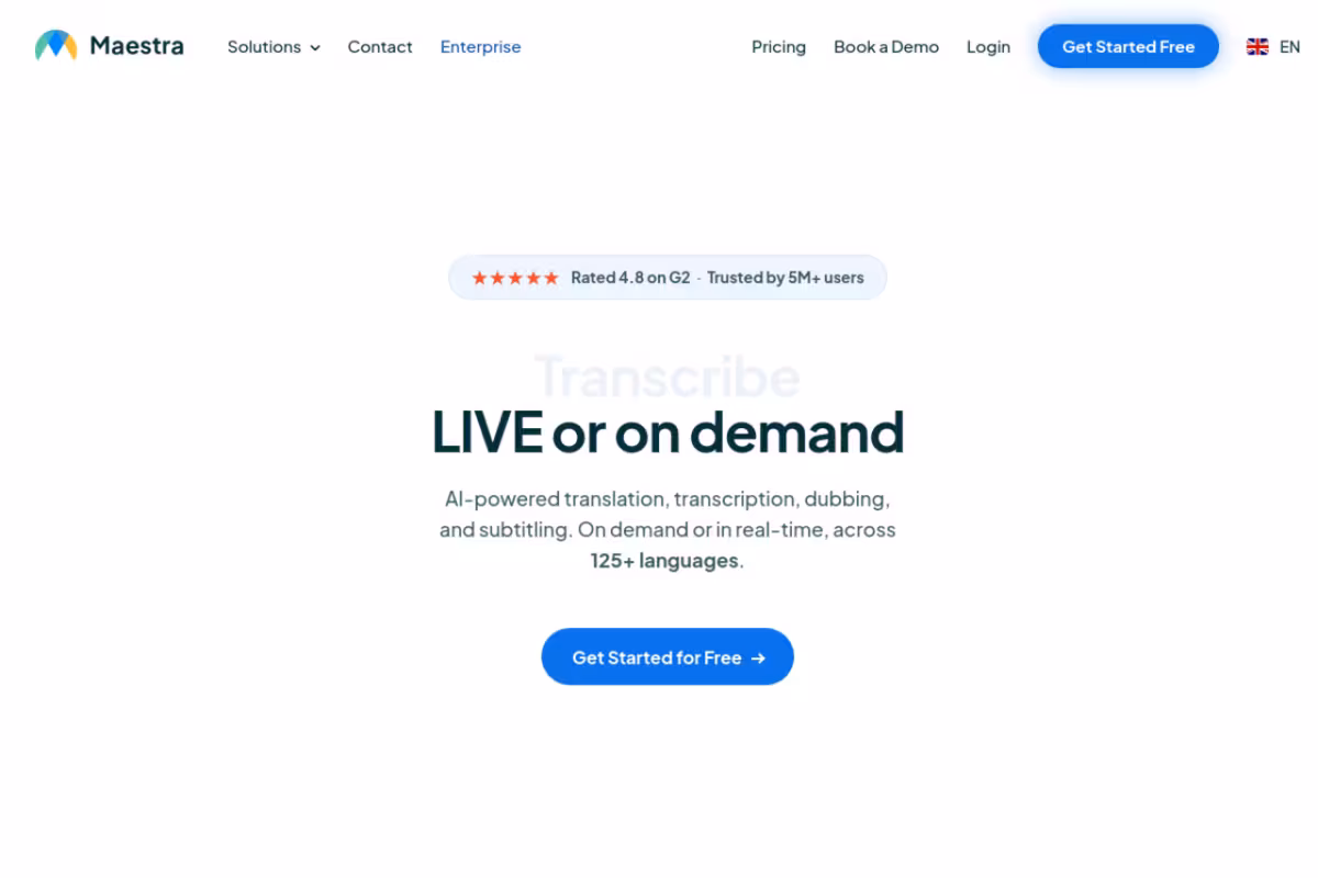 Maestra homepage screenshot
