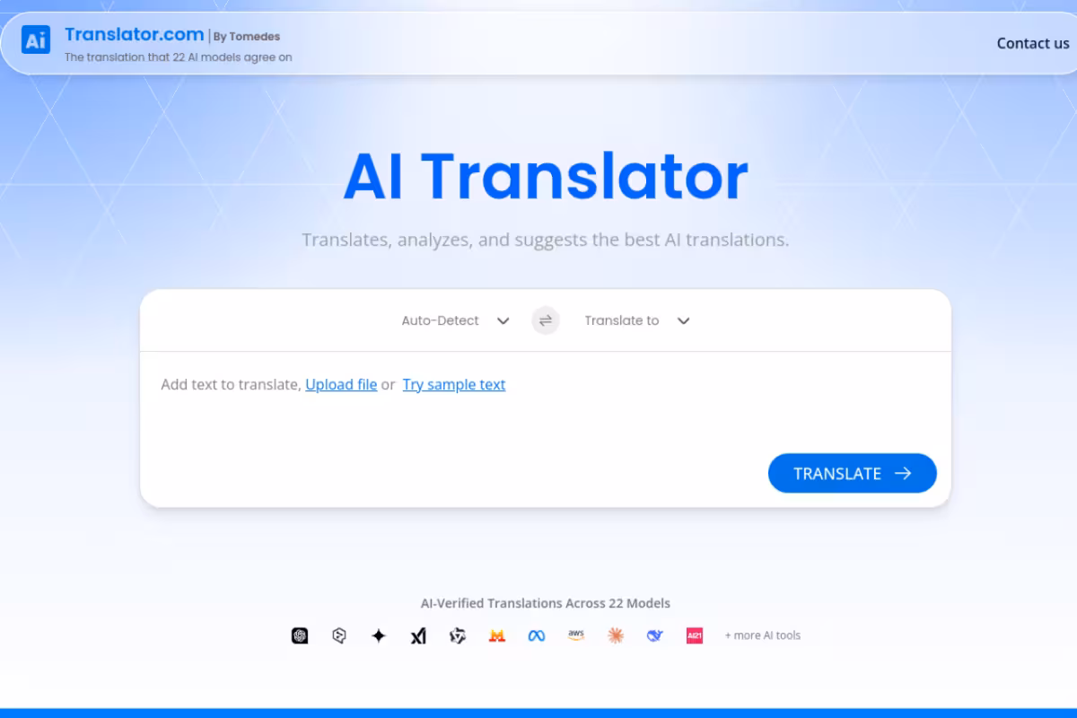 AI Translator homepage screenshot