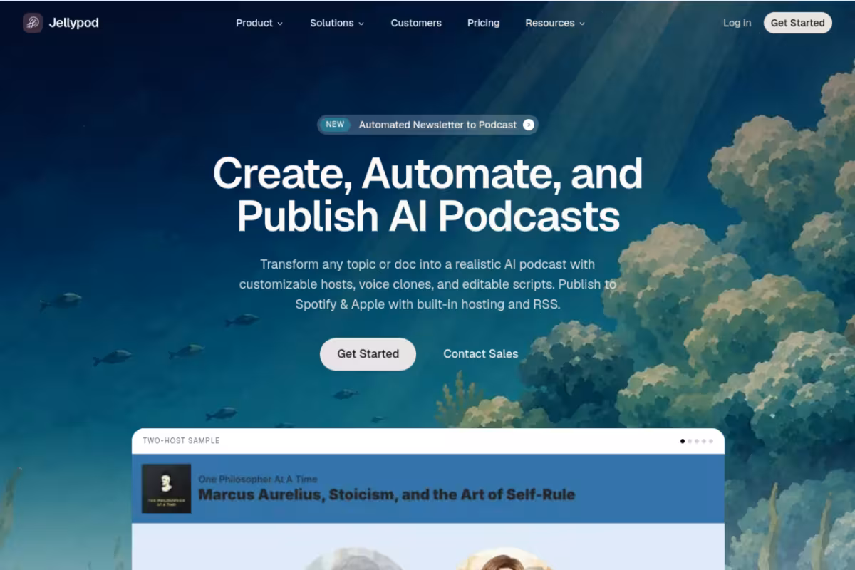 Jellypod homepage screenshot